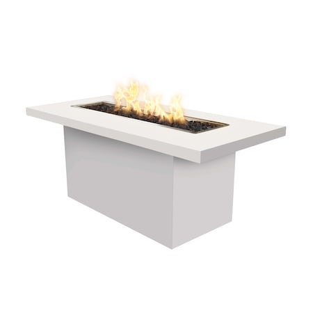 The Outdoor Plus 48 Rectangular Bella Fire Table - Powder Coated Metal - White - Match Lit - Liquid Propane OPT-BELLPC4830-WHT-LP
